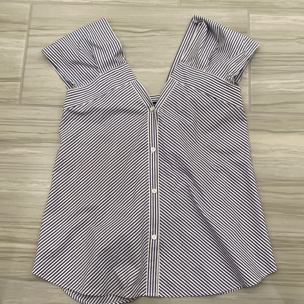 Theory striped blouse.  Can be worn on or off the shoulder.